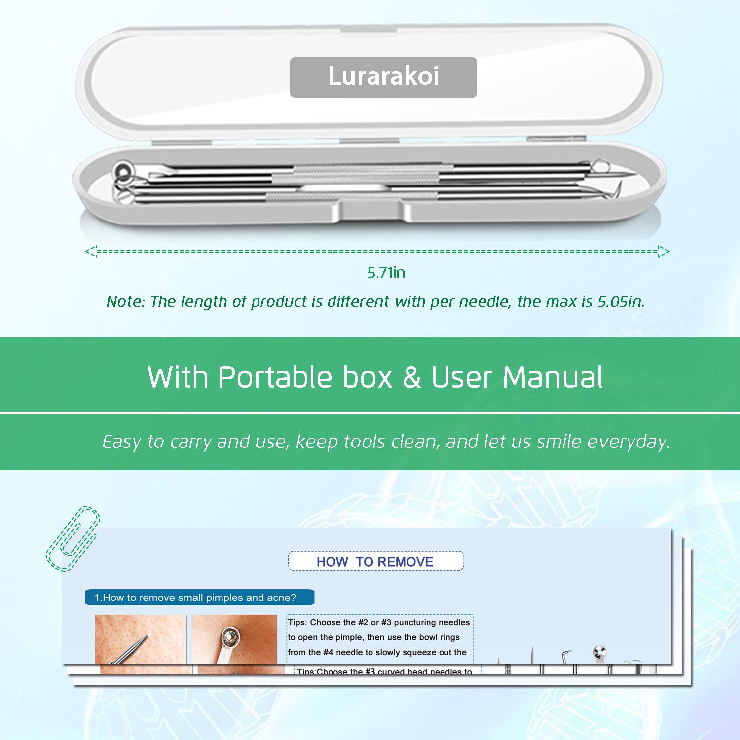 5PCS Blackhead Remover Comedone Extractor, Curved Blackhead Tweezers Kit, Professional Stainless Pimple Acne Blemish Removal Tools Kit: Beauty