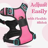 rabbitgoo Dog Harness Medium Front Back Clips Reflective Rose Pink M view 6