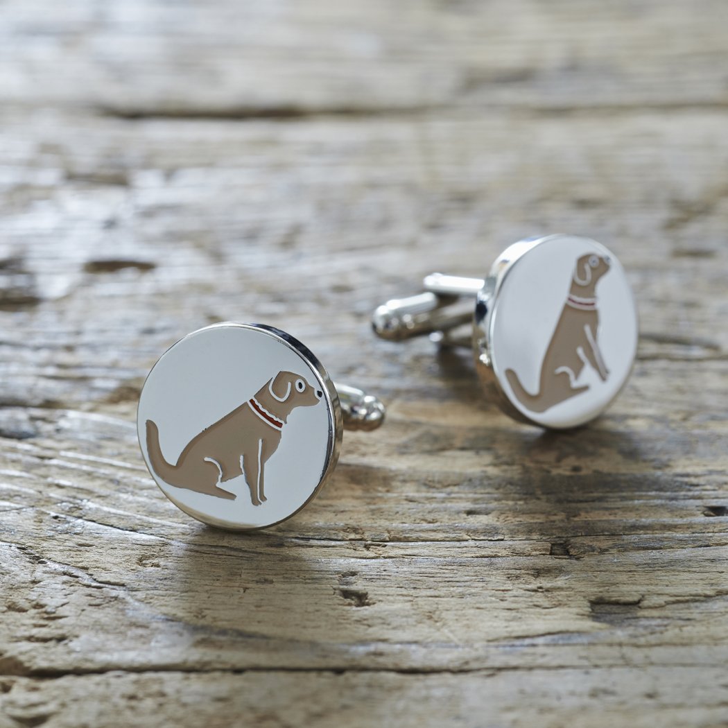 Sweet William Golden Retriever Cufflinks | Silver plated Men Cufflinks for Retriever or any dog lover | 18 mm x 3 mm