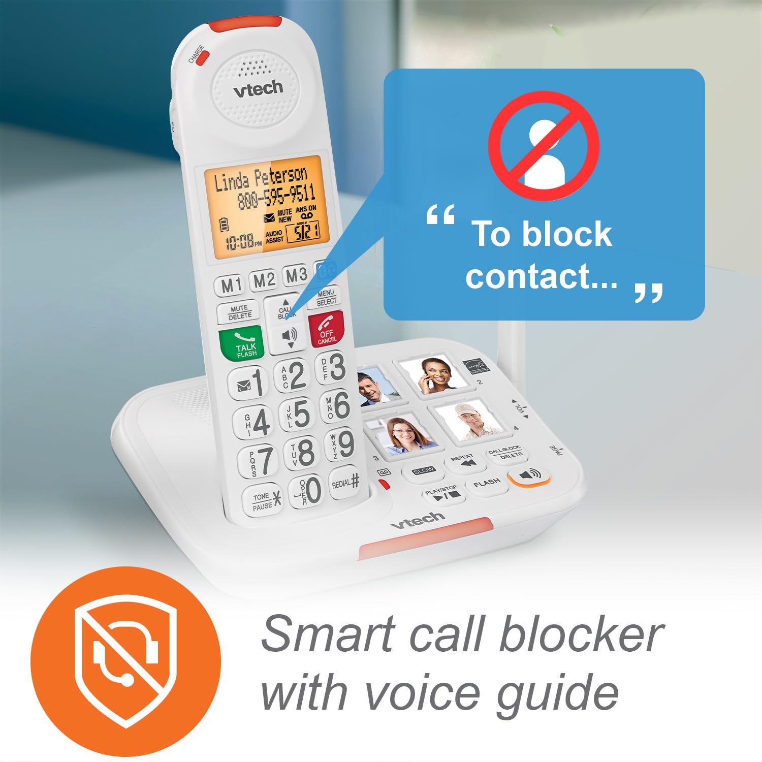 VTech Amplified Cordless Senior Phone with Answering Machine, Call Blocking, 90dB Ringer, Audio Assist, Big Buttons