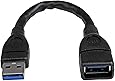 StarTech.com 6in Short USB 3.0 Extension Adapter Cable (USB-A Male to USB-A Female) - USB 3.1 Gen 1 (5Gbps) Port Saver Cable - Black (USB3EXT6INBK), 0.5 ft