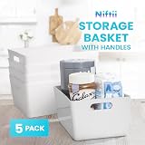 Niftii 5-Pack Plastic Storage Baskets with Handles 3.9L 17x25x11cm Set view 2