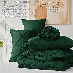 CozyLux Emerald Green Comforter Queen Set, 7 Pieces