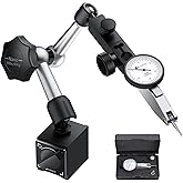 Neoteck 0.03"/0.0005" Dial Test Indicator and 90lbs/40kg Magnetic Base Set | Test Indicator Set with 2 Steel Dovetail Clamps 3/8" and 5/32",Storage Case for Machine Set-Up,Narrow Area Measurement-Silver