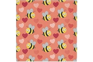 ATTX Valentine's Day Bumblebees Cloth Napkins Set of 4, Washable Reusable Soft Fabric 20x20 Inch for Home Dining Gifts#120