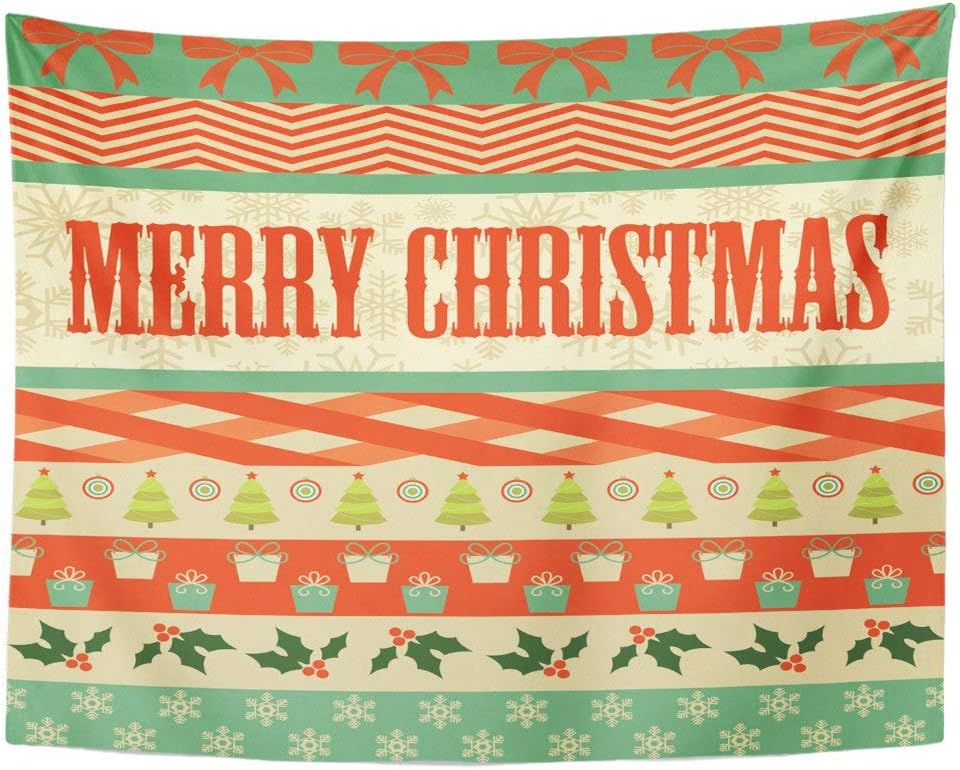 Amazon.com: Tarolo Decor Wall Tapestry Blue Retro Cute Christmas Orange Holiday Happy Vintage ...
