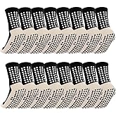 Ukontagood 8 Pack Men's Soccer Socks Anti Slip Non-Slip Grip Pads for Football Basketball Sports Grip Soccer Socks