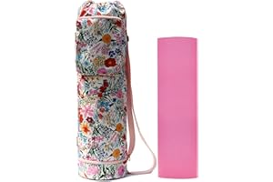 ESVAN Yoga Mat Bag with Multi Pockets Drawstring Yoga Mat Carrier Pilates Exercise Multi-Functional Storage Bag