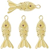 Coiris Gold Fish Charm Pendant 3D Sea Animal DIY Bracelet Necklace Earrings Beading and Jewelry Making Decorations