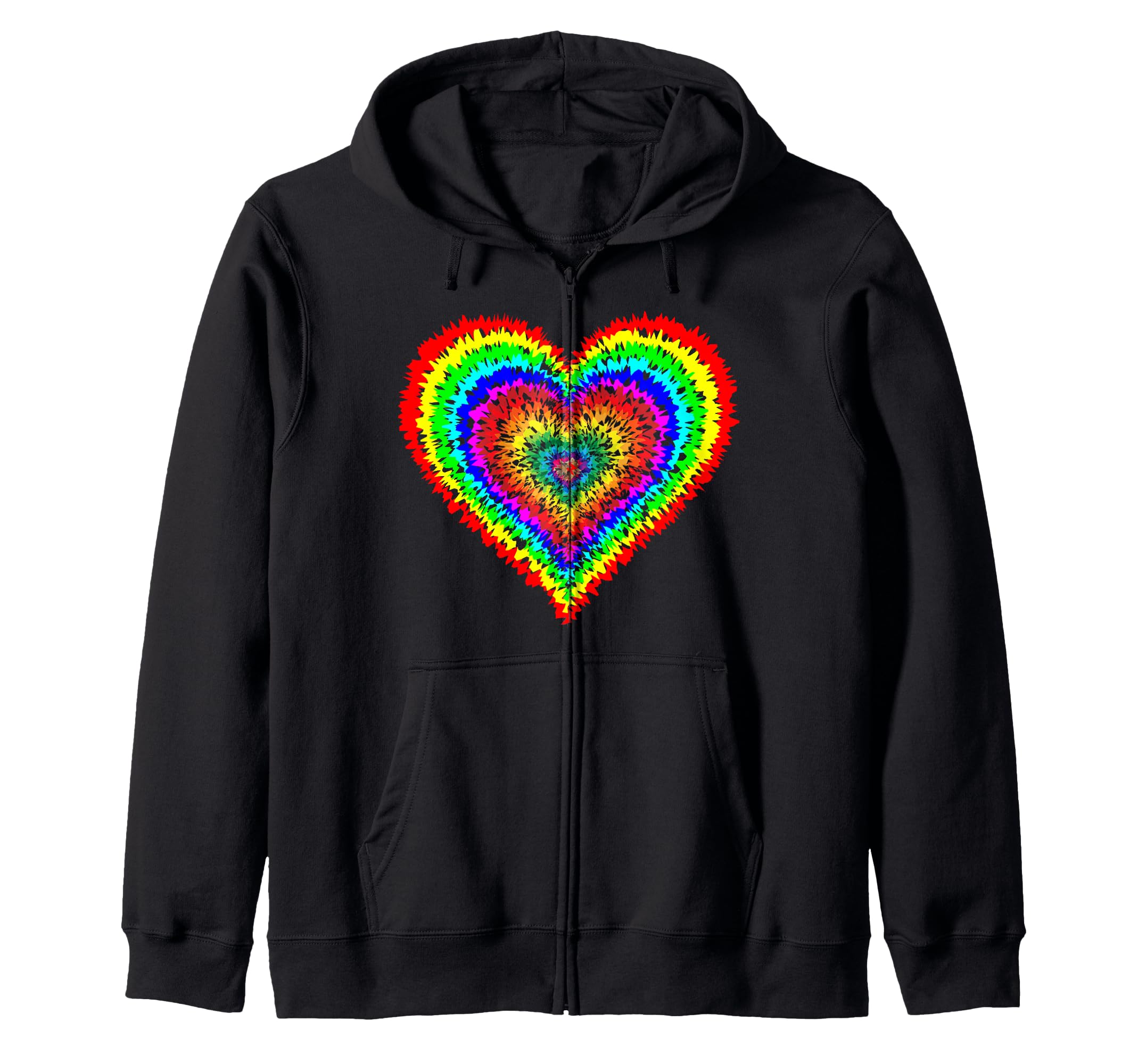 Heart Rainbow Tie-Dye Heart with Rainbow Colors Zip Hoodie