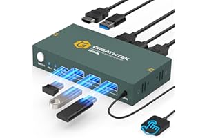 GREATHTEK USB3.0 KVM Switch HDMI 4K@60Hz, 2 Port KVM HDMI with (3*USB 3.0+ USB C Port), HDMI KVM Switch 2 Computers Share 1 M