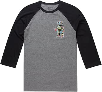 RIOT SOCIETY Bearly Buzzed Palms Mens Baseball Tee, Black/Grey, Medium: Amazon.ca: Clothing ...
