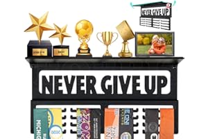 iBobbish Metal Medal Hanger Display,Non-Slip Trophy Shelf with 20 Hooks,Wall Mount,Heavy Duty,Non-Bent,Holds 22-33lbs,for Gymnastics,Race,Soccer,Swim