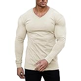 Muscle Cmdr Slim Fit Thermal V Neck Long Sleeve,Muscle Shirt, Casual, Ribbed Pullover Tee Lightweight Sweater Undershirts