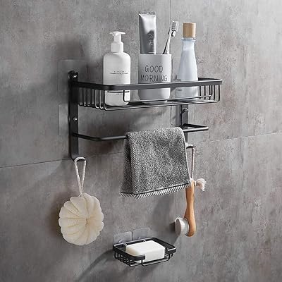 Shower Corner Shelf Organizer in Black for Bathroom Storage