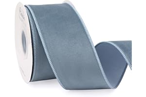 Ribbli Dusty Blue Velvet Wired Ribbon with Dupioni 2.5 Inch Christmas Ribbon for Gift Wrapping Christmas Tree Decoration Crafts Wreaths Supplies-Continuous 10 Yards