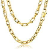 VNOX Silver Paperclip Necklace for Men, 7mm Solid Diamond-Cut Chunky Stainless Steel Anchor Link Chain Mens Necklaces Jewelry Gifts for Men Dad Boyferiend, 18/20/22/24 Inchs