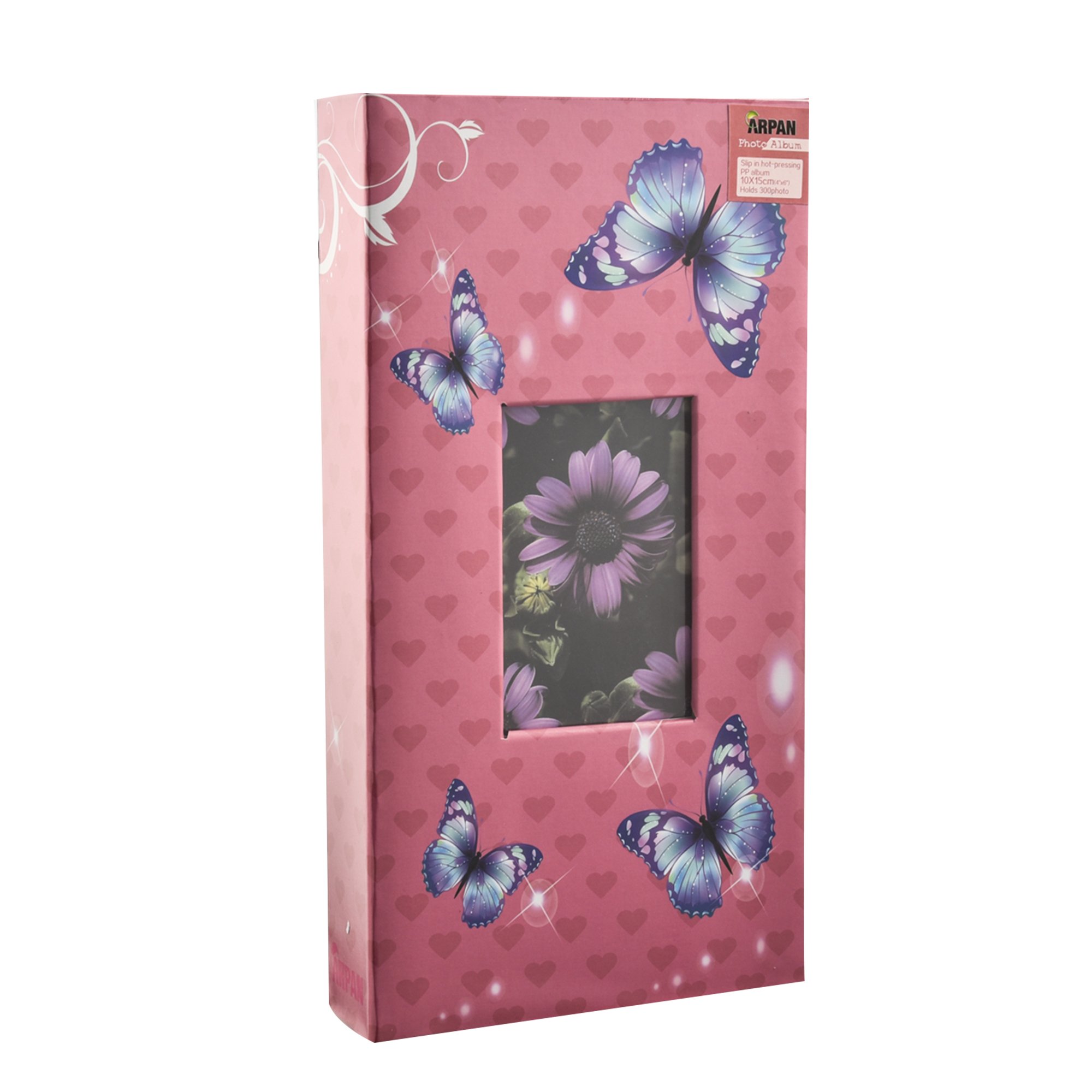 Arpan 6x4 Designer Photo Album with 300 Pockets (Pink-Butterfly)