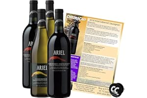 SAWTOOTH Ariel Cabernet & Chardonnay Non-Alcoholic Red & White Wine Experience Bundle with Pop Socket, Seasonal Wine Pairings & Recipes, 4 Pack