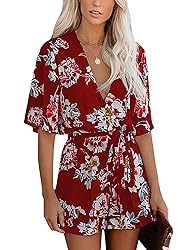 Relipop Women's Summer Romper Floral Print V Neck