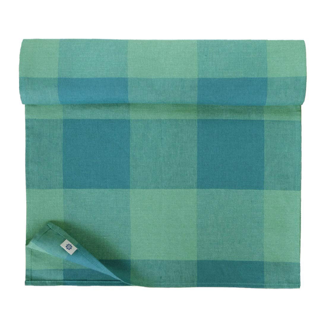 Linen & Cotton Chequered Table Runner Emerald - 100% Linen, Green Mint Green (45 x 200 cm) Rectangle Colourful Washable Table Decoration Cover Table Linen for Home Kitchen Birthday Dinner Party Brunch