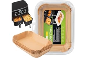 MOOMANGOO Air Fryer Disposable Liners ， Air Fryer Liners Rectangle 8.6x 5.5'', Air fryer Parchment Paper Liners, Air Fryer Accessories Baking Paper (100)