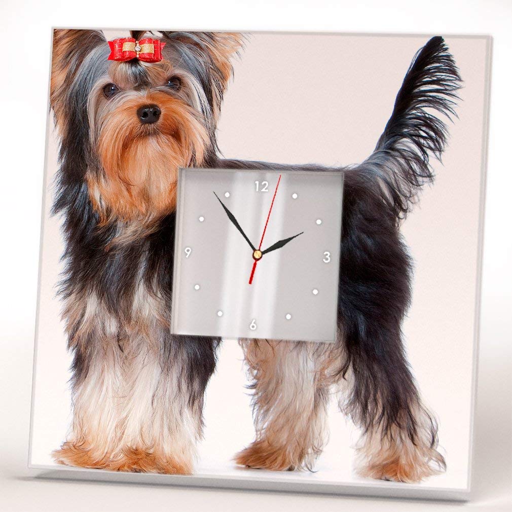 Yorkshire Terrier Yorkie Dog Wall Clock Framed Mirror Decor