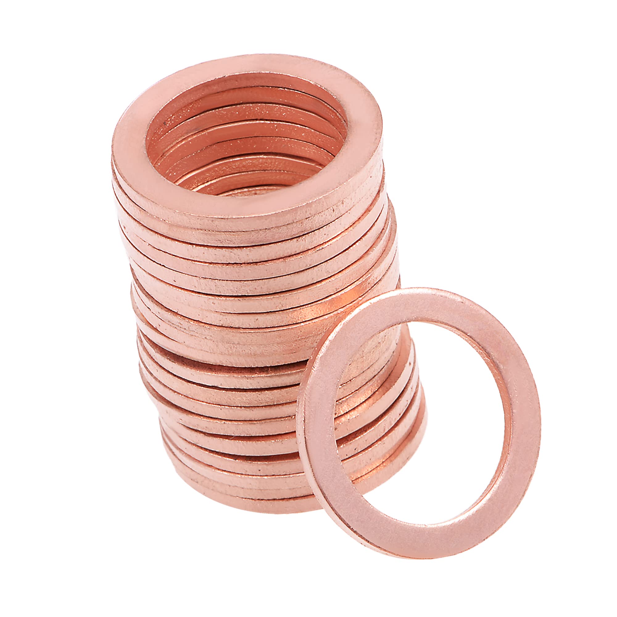 A ABSOPRO Copper Washer 16mmx22mmx1.5mm Flat Sealing Gasket Ring (Set of 20)