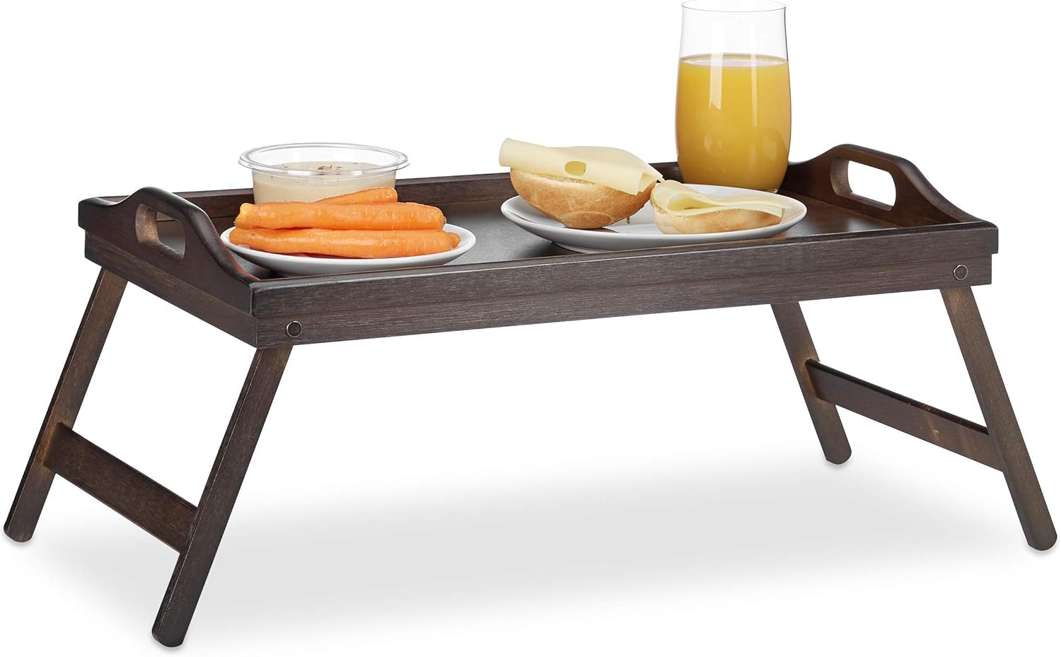 Vassoio Portata In Bambù Con Manici - Per Colazione A Letto, Tè O Decorazione, Design Rustico - Foto 5