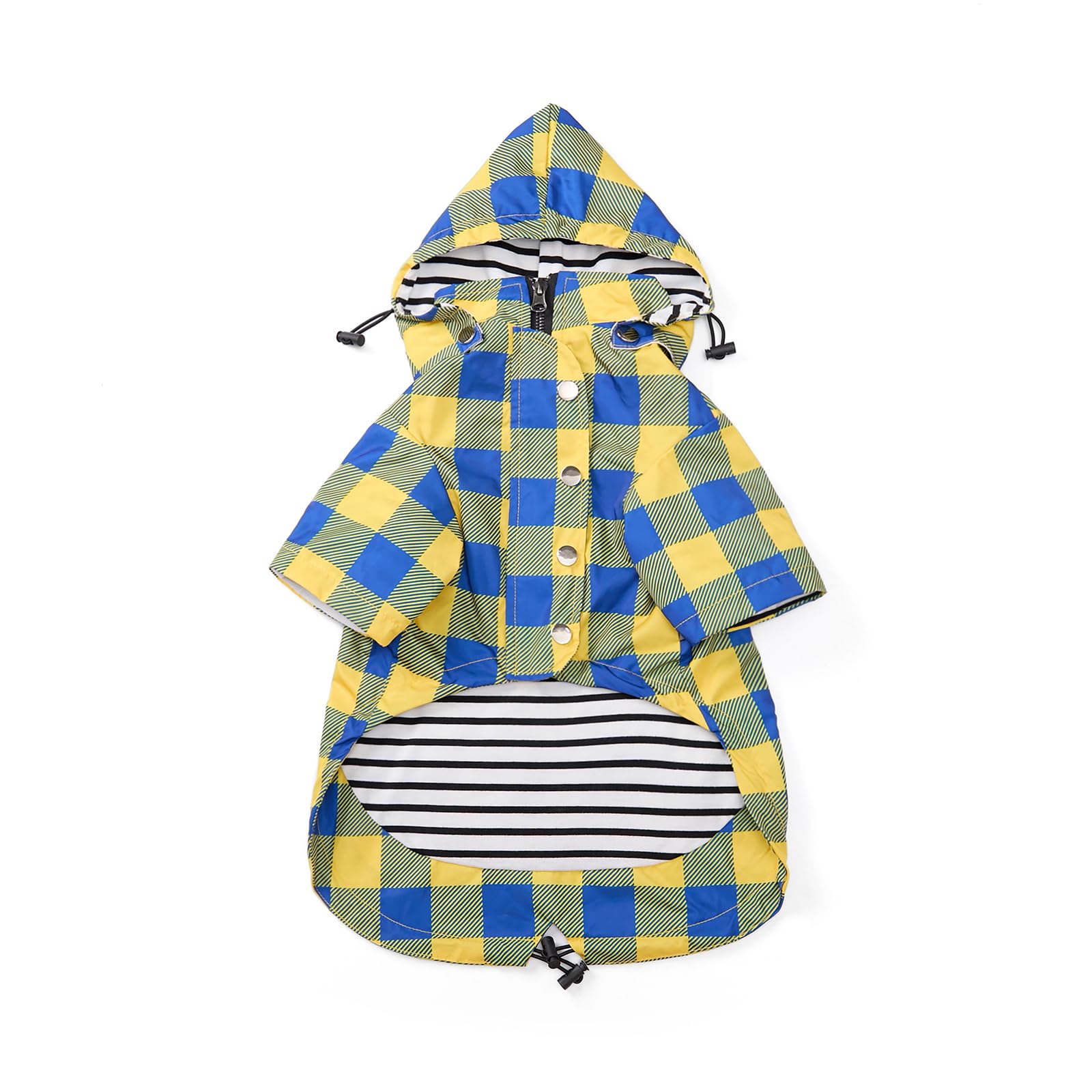 Dog rain coat waterproof raincoat puppy jacket with legs buttons zipper hood drawstring Fit for yorkie terrier schnauzer poodle border collie labrador golden retriever 4kg to 36kg Yellow XXL — image 1