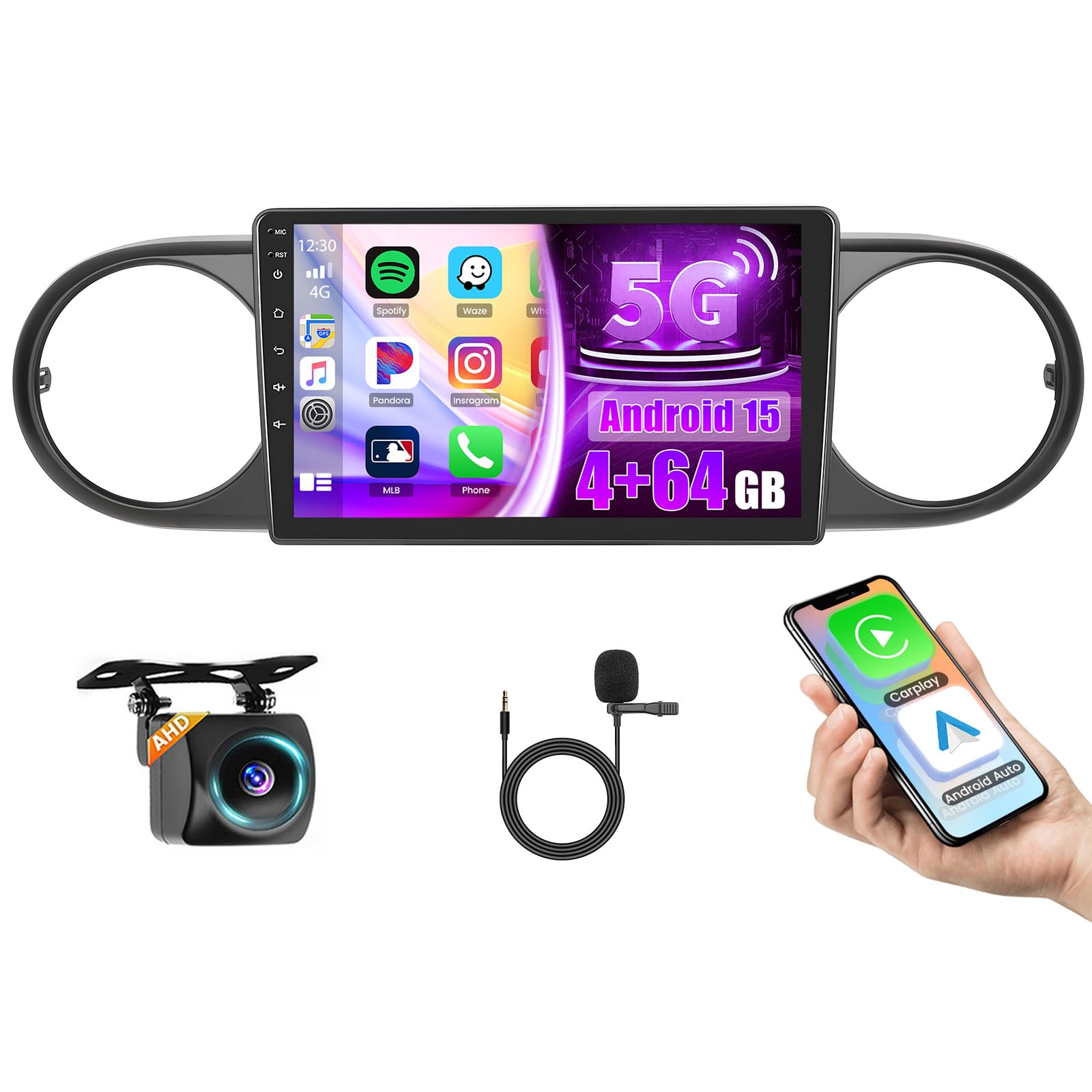 Photo 1 of [4+64G] Hikity for Toyota Scion xB 2007-2019 Android Car Stereo, 9 Inch Touchscreen Radio with Carplay/Android Auto/GPS Navigation/Mirror Link/WiFi/Bluetooth/DSP/FM RDS + AHD Backup Camera