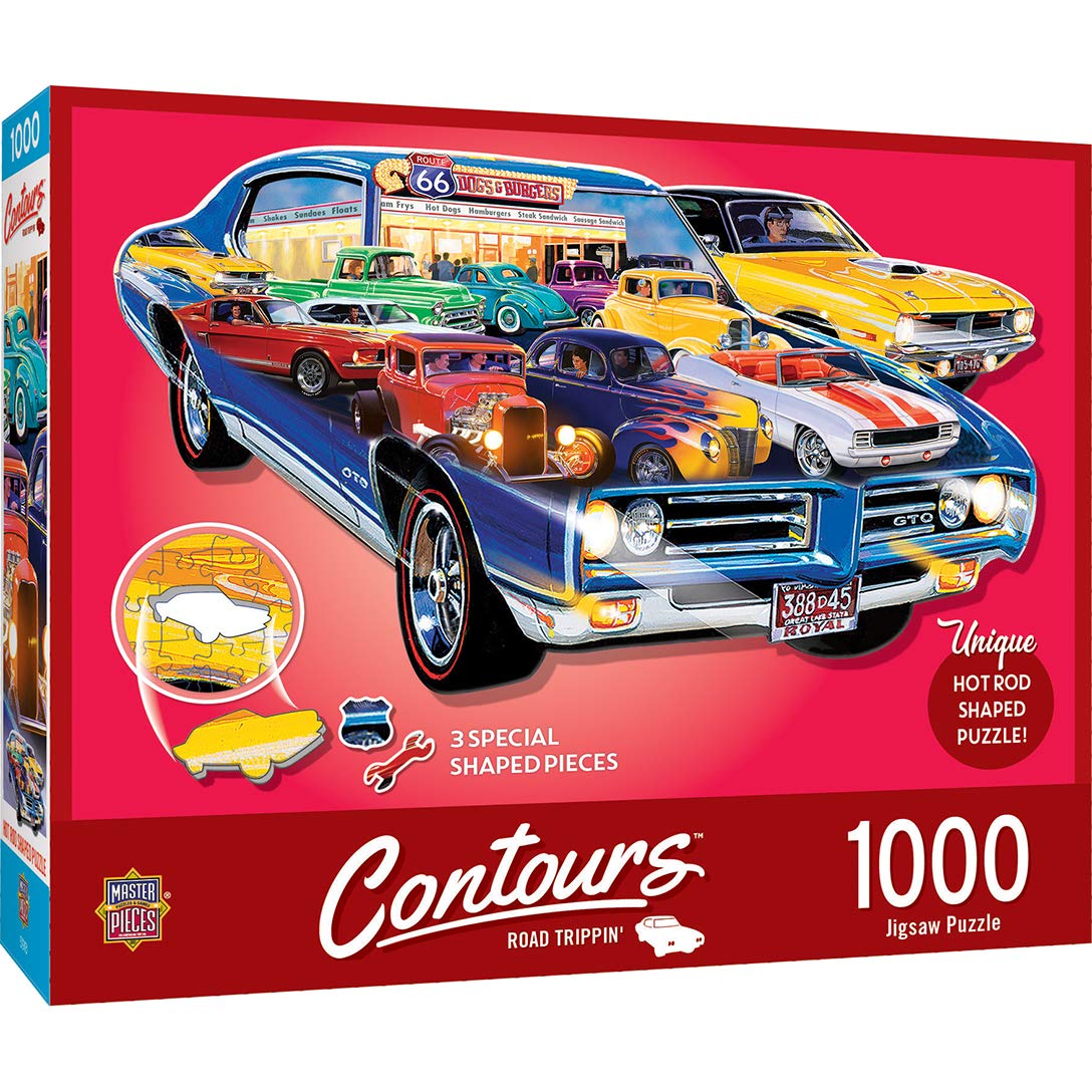 MasterPieces 1000 Piece Jigsaw Puzzle for Adult, Family, Or Kids - Hot Rods Shape - 38.5"X22.6" - Family Owned American Puzzle Company — image 1