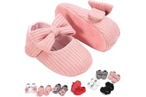 GDSDYM Baby Girls Mary Jane Flats with Bowknot Floral Princess Wedding Dress Shoes Soft Newborn Infant Crib First Walkers Prewalker