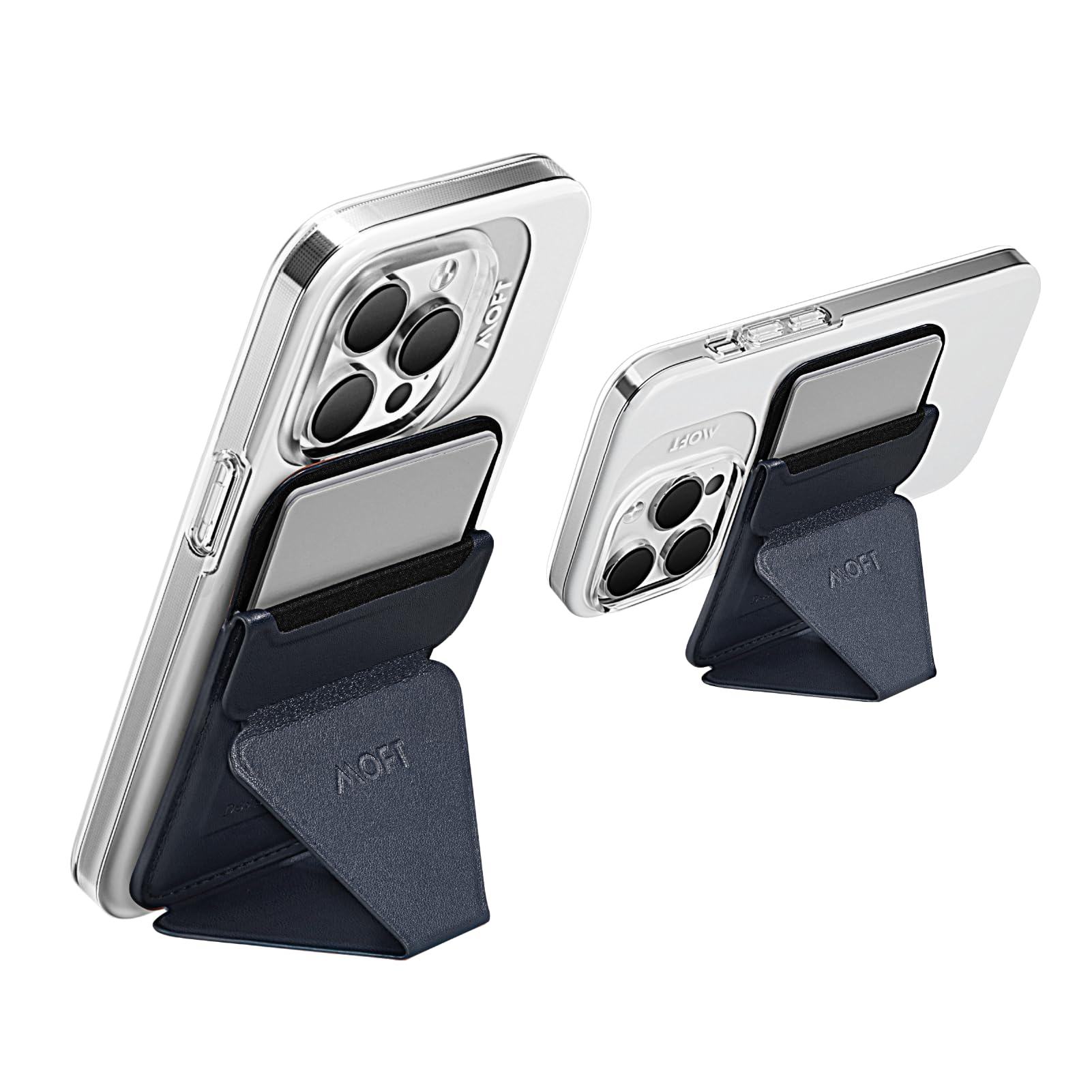 MOFT Snap Magnetic Phone Stand Magsafe Compatible Wallet for iPhone 16 15 14 13 12 Series, with 3 Viewing Angles, Enhanced Magnetic Strength, 2-3 Card Holder, DEEP Blue