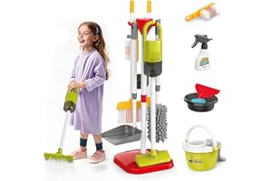 JoyGrow Kids Cleaning Set - 14 Piece Toddler Cleaning Toy Set with Real Working Vacuum, Broom, Mop, Brush, Spray, Duster & Mo