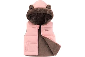 AIWUHE Toddler Boys Girls Hooded Puffer Vest Padded Warm Winter Jacket Sleeveless Bear ears Zipper Up Coat with pocket 1-7Y
