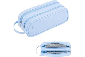 LYKKEKOI Daily Contact Lens Organizer case,Portable Storage Case for Disposable Daily Contact Lenses, Travel Storage Case with Clearly Labeled R & L, Storage up to 60 lenses (Blue)