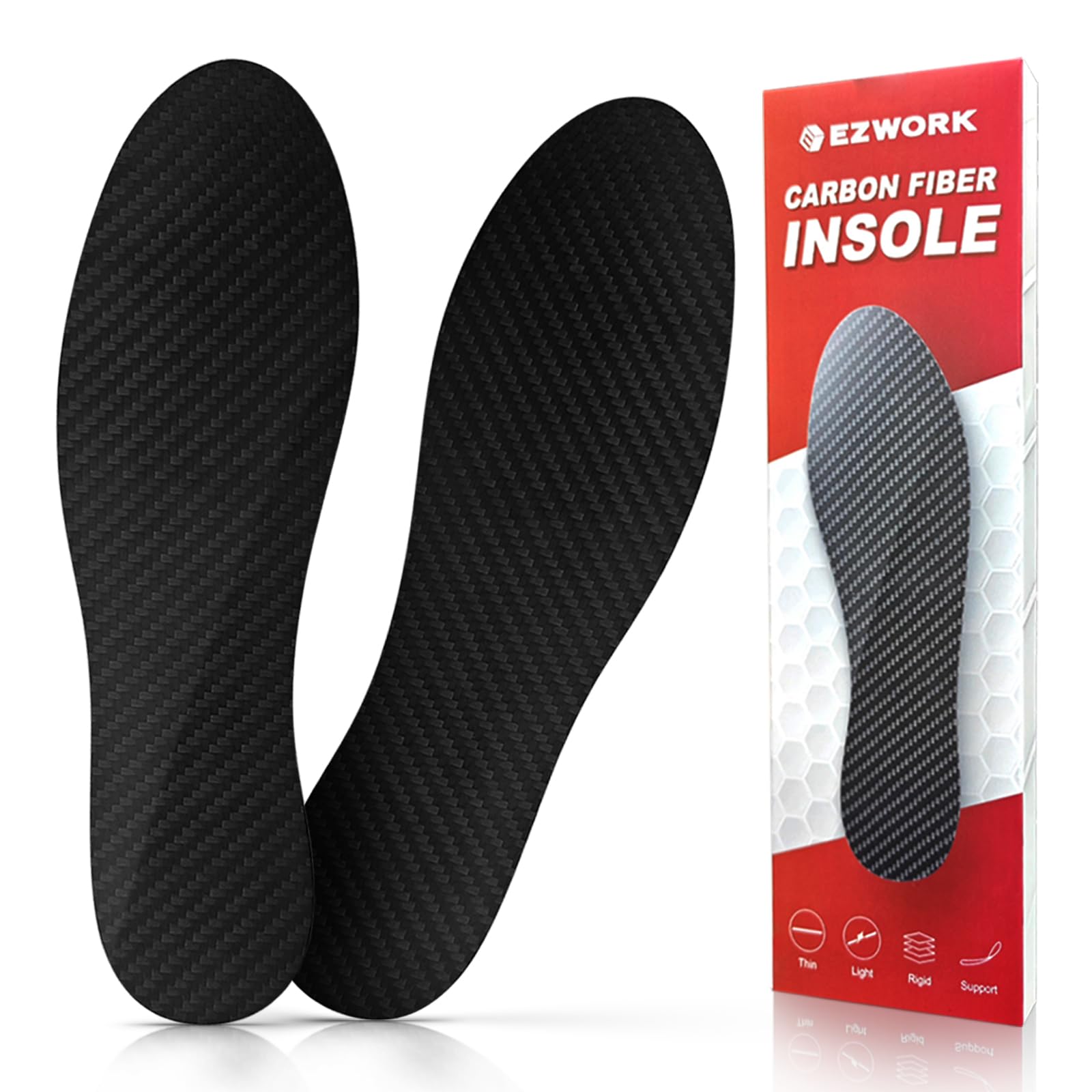 Photo 1 of Carbon Fiber Insoles, Carbon Fiber Foot Plate 1 Pair Rigid Shoe Insert Support Turf Toe, Foot Fractures, Morton Extension, Hallux Rigidus and Limitus - Alternative to Post Op Shoe