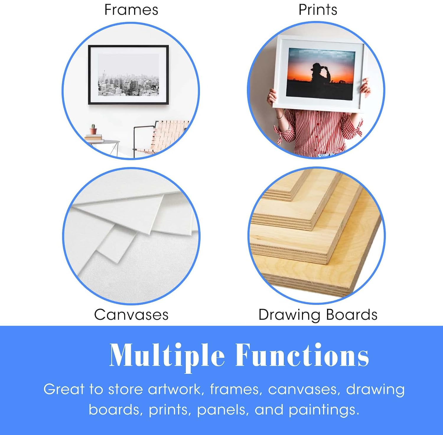 Large Art Drying Rack with Four Caster Wheels and Handle - Solid Wooden Canvas Storage Stand for Drawing Boards, Frames, Panels, Paintings, and Artworks Display