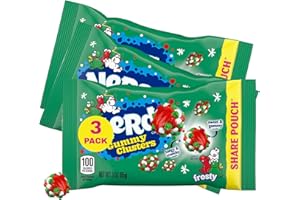 ZISBERS Holiday Frosty Gummy Clusters Candy Share Pouch - 3 Pack Festive Sweet & Crunchy Bite-Size Candy Mix - Red, Green & White Holiday Treats for Stocking Stuffer, Parties & Snacking