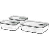 Mepal - Set Glass Food Container EasyClip - Container with lid & sliding closure - Meal prep boxen - Suitable for microwave, 