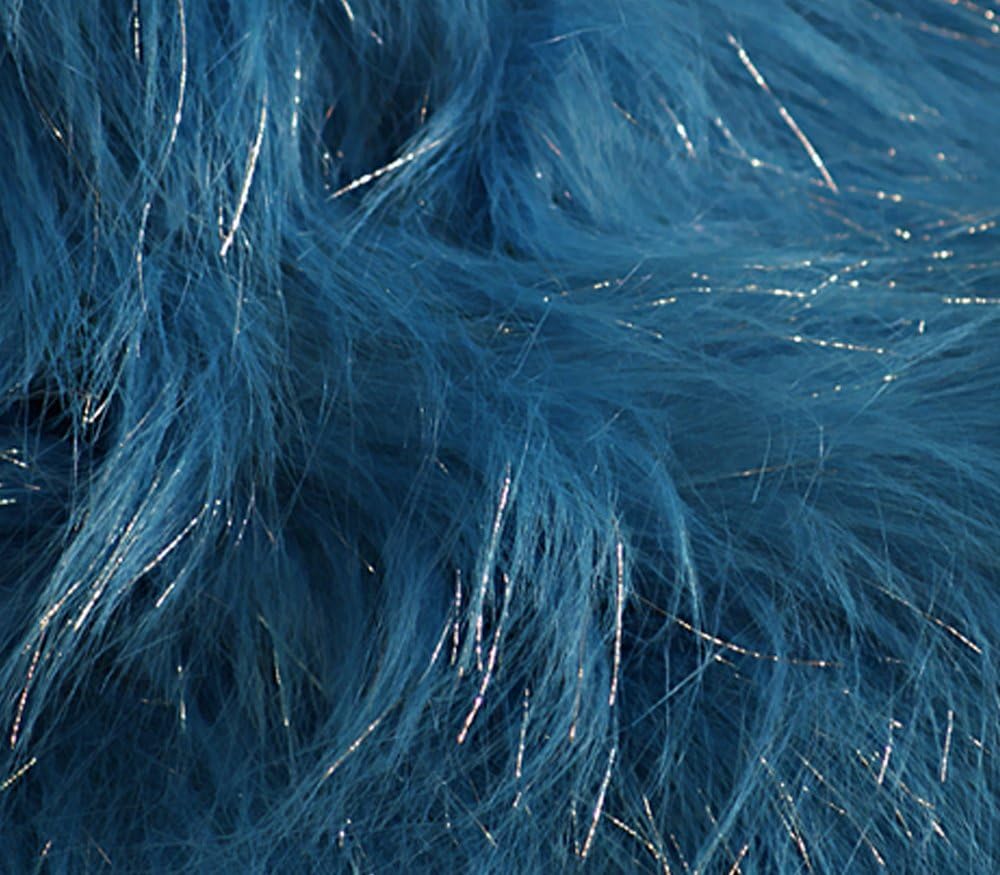 Amazon Com Faux Fur Fabric Long Pile Sparkling Tinsel Turquoise