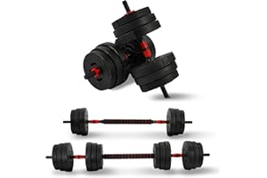 Fitvids Multi-Functional Portable Changeable Dumbbell and Barbell Kettlebell Set with Adjustable Weights, 40LBS or 60LBS Sets, 2-in-1 or 4-in1, Multiple Sizes