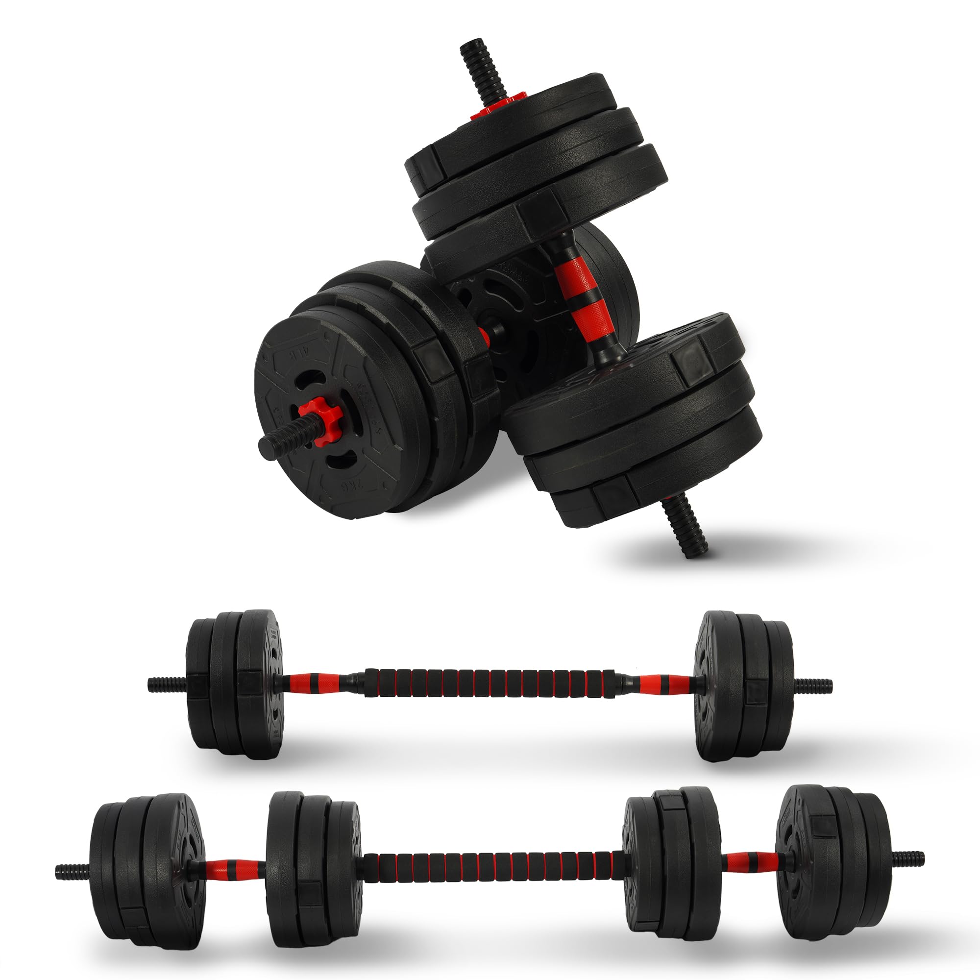 Fitvids Multi-Functional Portable Changeable Dumbbell and Barbell Kettlebell Set with Adjustable Weights, 40LBS or 60LBS Sets, Multiple Styles Image