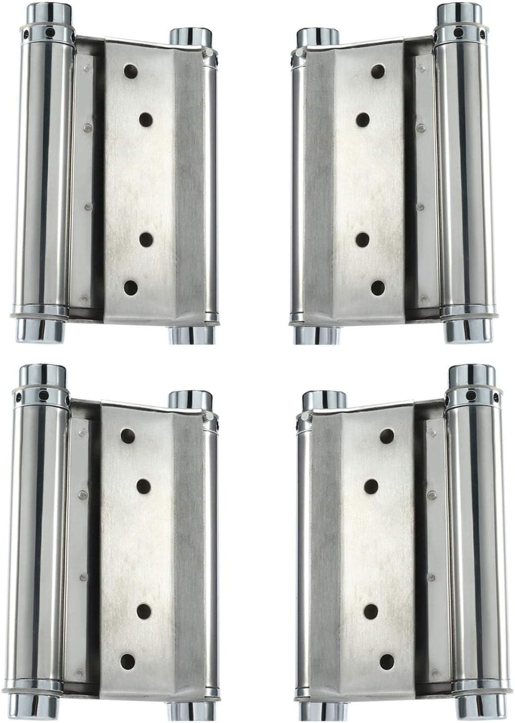 Two works 5'' Cafe Saloon Door Hinges Double Action Spring Hinge Stainless Steel Self-Closing 140mm (5 Inch)