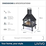 LIVIVO Tall Chiminea Outdoor Fireplace Heater Steel Wood Charcoal Burner Grill view 8