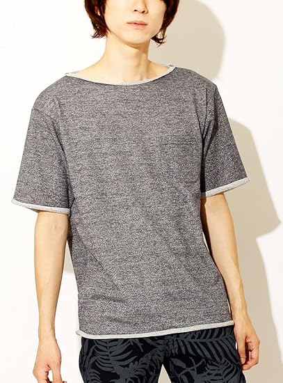 Amazon ビッグtシャツ メンズ スウェット 半袖 Tシャツ 無地 カットオフ カットソー L ネイビー Tシャツ カットソー 通販