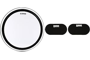 GEARNUTS Evans EMAD2 Clear Bass Batter 22-inch Head and PB2 Double Bass Drum Patch (Pair)