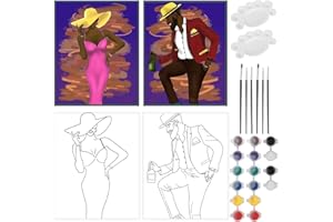 MZJZBN 2 Pack Sip and Paint Kit for Adult's Date Night Pre Drawn Canvas for Painting for Adults 8x10 Pre Drawn Canvas Paint Night Kit for Adults