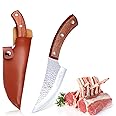 GAINSCOME Handmade Stainless Steel Boning Knife Kitchen Forged Chinese Vegetable Knives Fishing Knife Meat Cleaver Outdoor Cutter Butcher Knife Sharp A-Viking Knife Camping BBQ (5 inch)